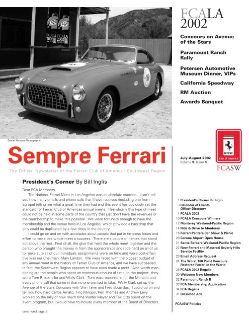 Volume 9 Issue 4 - July/August 2002 - Ferrari Club of America ...