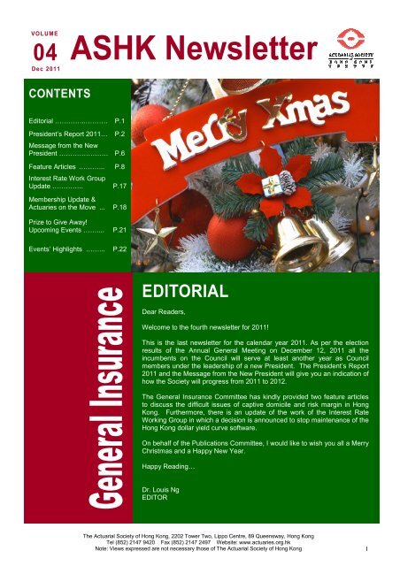 Newsletter-volume 4 - 2011 (Draft) - Actuarial Society of Hong Kong