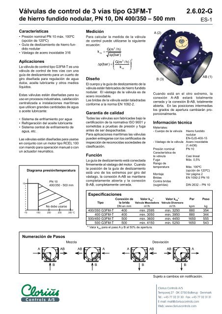 Válvulas de control de 3 vías tipo G3FM-T, de ... - Clorius Controls