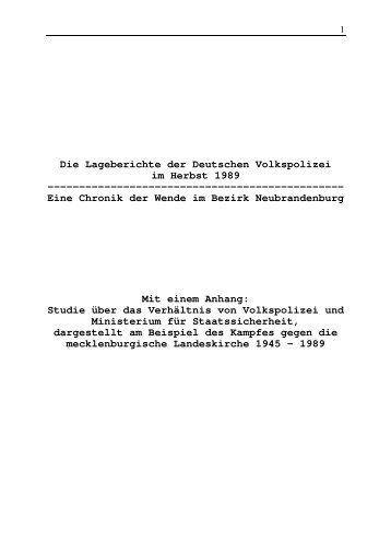 Die Lageberichte der Deutschen Volkspolizei im Herbst 1989. Eine ...