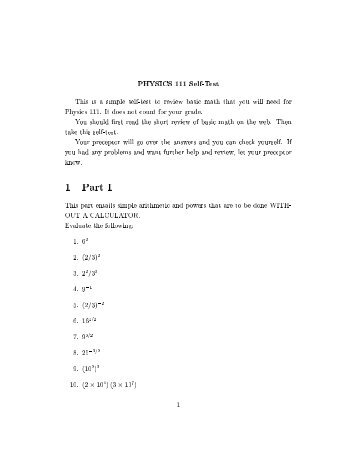 Basic Math Self-Test