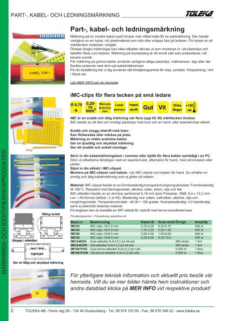 Part-, kabel- och ledningsmärkning - Toleka