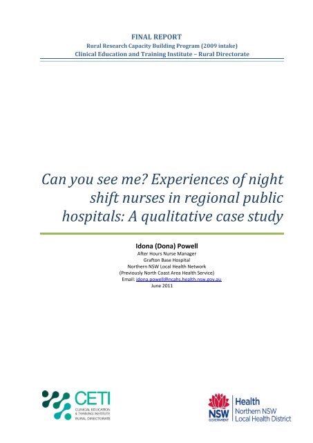 Can you see me? Experiences of night shift nurses in regional ...