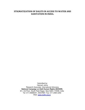 Submission on stigmatization of Dalits in access to water and ...