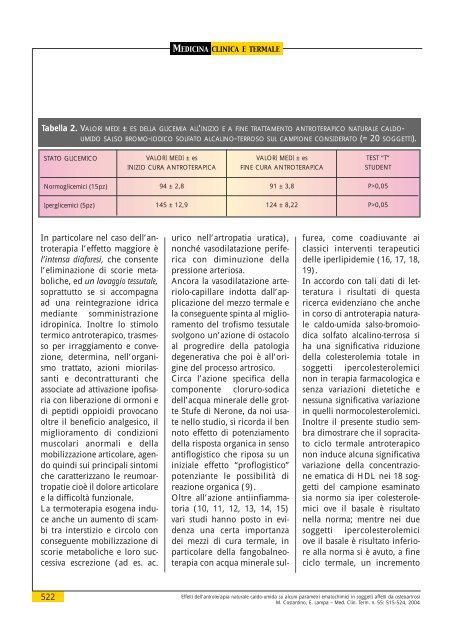 Effetti dell'antroterapia naturale caldo-umida su alcuni parametri ...