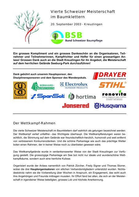 Vierte Schweizer Meisterschaft im Baumklettern