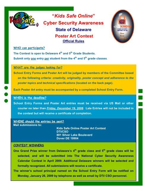“Kids Safe Online†Cyber Security Awareness - State of Delaware