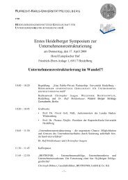 Erstes Heidelberger Symposium zur Unternehmensrestrukturierung