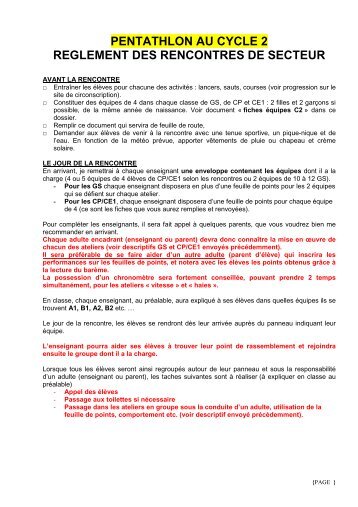 Dossier Pentathlon Cycle 2 - Circonscription de St Gilles Croix de Vie