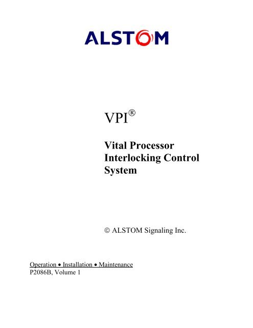 VPI Operation, Installation, and Maintenance - Alstom