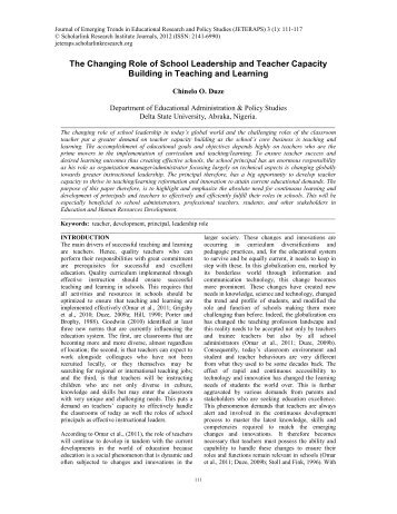 The Changing Role of School Leadership and Teacher Capacity ...