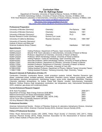 Curriculum Vitae - Department of Chemistry - University of Hawaii