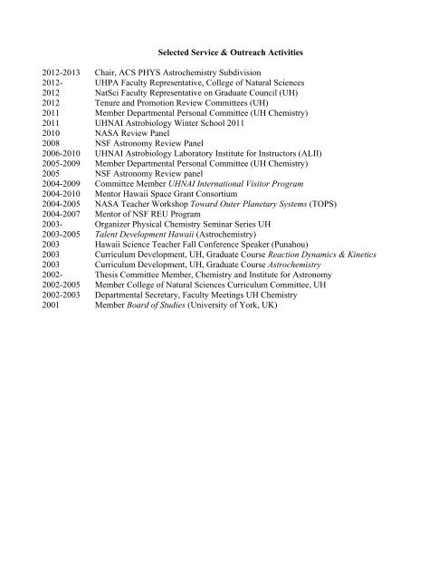 Curriculum Vitae - Department of Chemistry - University of Hawaii