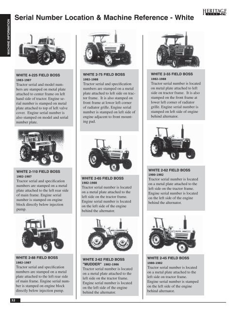 Find information about your Oliver White or ... - Boone Tractor