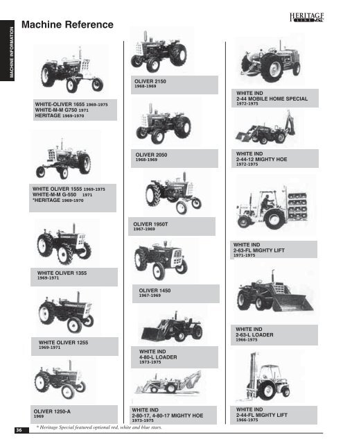 Find information about your Oliver White or ... - Boone Tractor