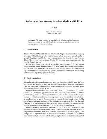 An Introduction to using Relation Algebra with FCA - Uta Priss