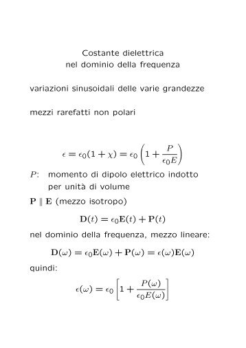 Costante dielettrica nel dominio della frequenza variazioni ...