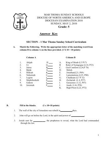 Grade: 5 - St. Thomas Mar Thoma Church of Delaware Valley