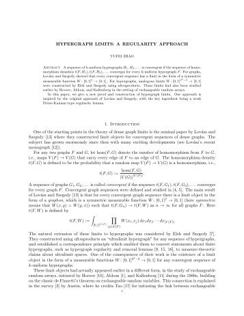 HYPERGRAPH LIMITS: A REGULARITY APPROACH 1 ... - Yufei Zhao