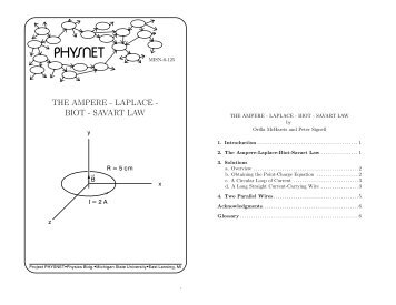 m125; The Ampere - Laplace - Biot - Savart Law - Project PHYSNET