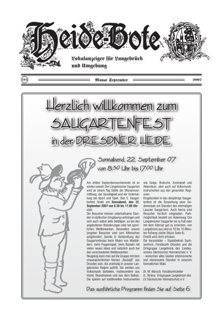 Herzlich willkommen zum  SAUGARTENFEST - Langebrück