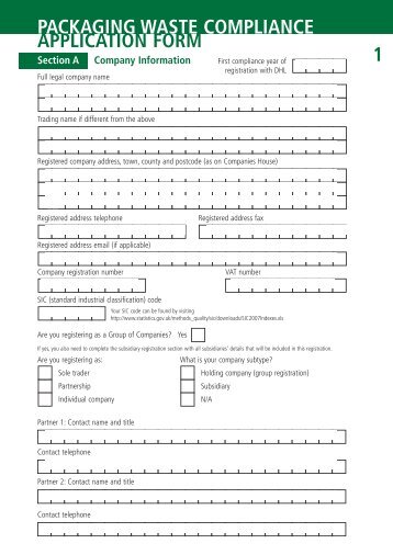 Packaging Compliance Application Form - DHL