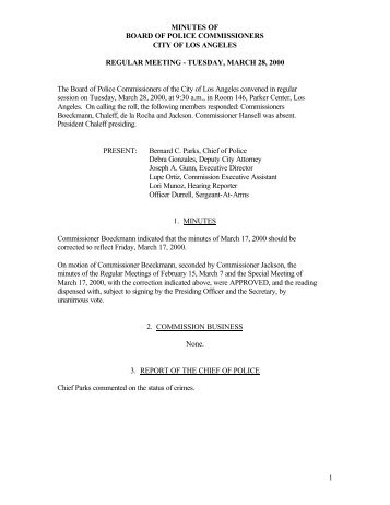 Police Commission Meeting Minutes - Los Angeles Police Department