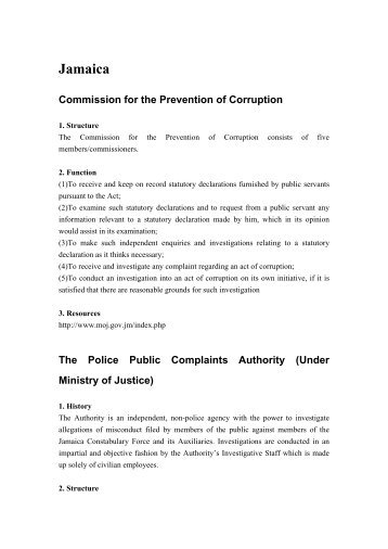Jamaica Authorities - On TRACK against Corruption