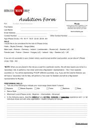 Audition Form - Beenleigh Theatre Group