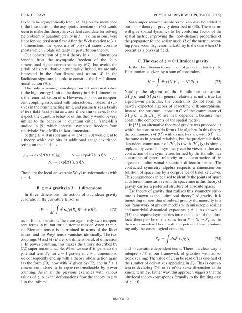 Quantum gravity at a Lifshitz point