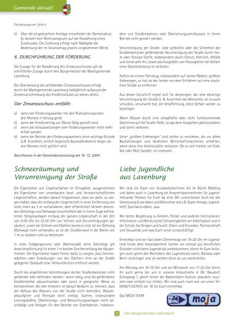 Der Bürgermeister informiert, Folge 1, Februar 2005 - in Laxenburg