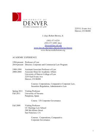 2255 E. Evans Ave. Denver, CO 80208 J. - Sturm College of Law ...