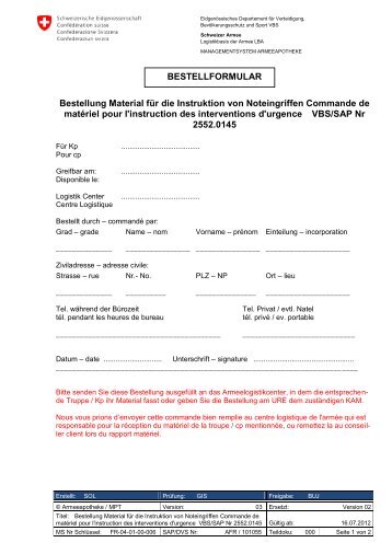 Material für die Instruktion von Noteingriffen - Logistikbasis der ...