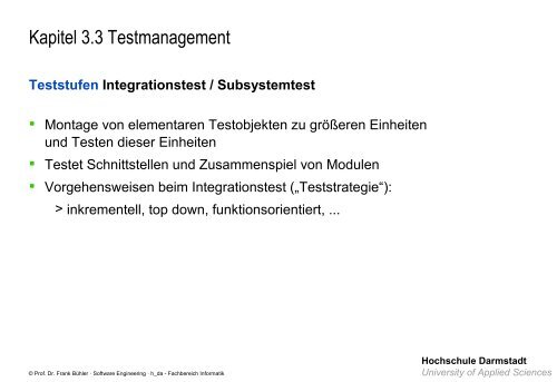 Testen, Testmanagement, Unit-Tests - beim Fachbereich Informatik ...