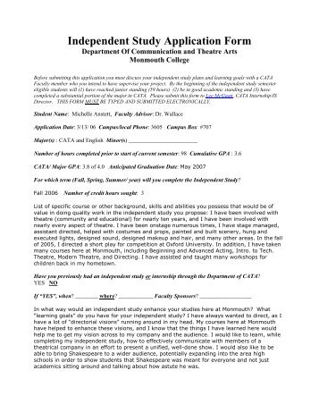 sample Independent Study Application form - Monmouth College