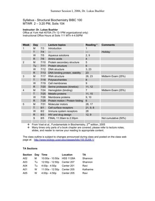 Summer Session I, 2006, Dr. Lukas Buehler Syllabus - Structural ...