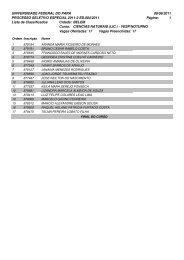 Relação dos Candidatos Classificados por Curso - Ceps