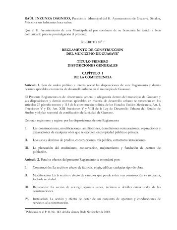Reglamento de construcción del municipio de Guasave