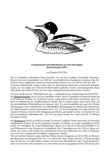 Beobachtungen 2009 - LBV-Kempten-Oberallgaeu