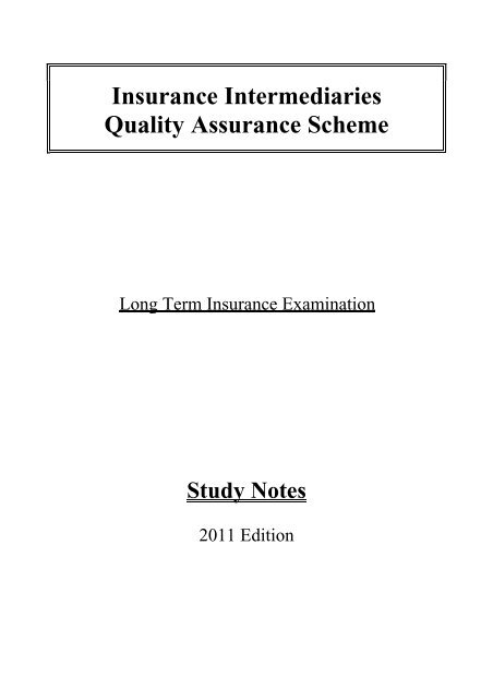 Study Notes for the Long Term Insurance Examination (2011 Edition)