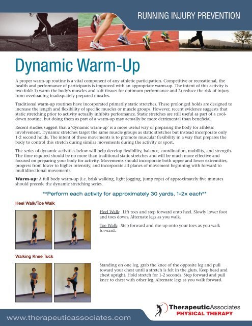 Dynamic Warm-Up - Therapeutic Associates