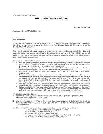 IFBI Offer Letter - PGDBO - IFBI.com