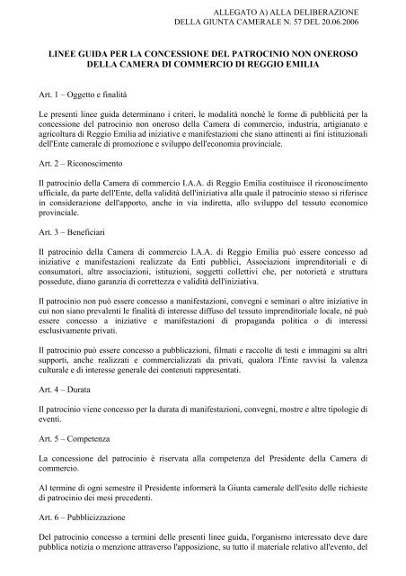 Linee guida per la concessione del patrocinio non oneroso della ...