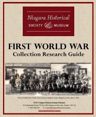 FIRST WORLD WAR - Niagara Historical Society Museum