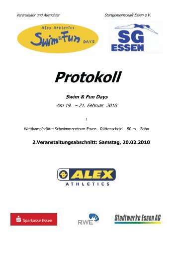 Protokoll Swim & Fun Days - SV BLAU-WEISS Recklinghausen