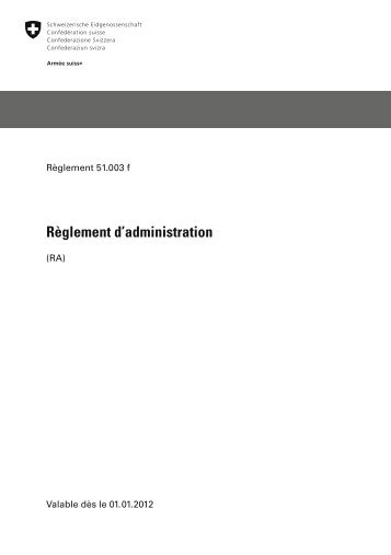 Règlement d'administration - Logistikbasis der Armee LBA