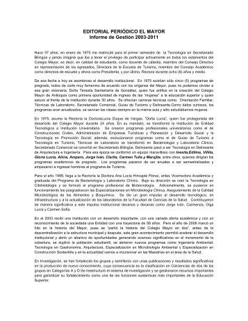 Ver Editorial periÃ³dico El Mayor Informe de GestiÃ³n 2003-2011