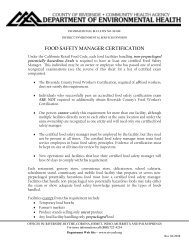 food safety manager certification - Riverside County Department of . 