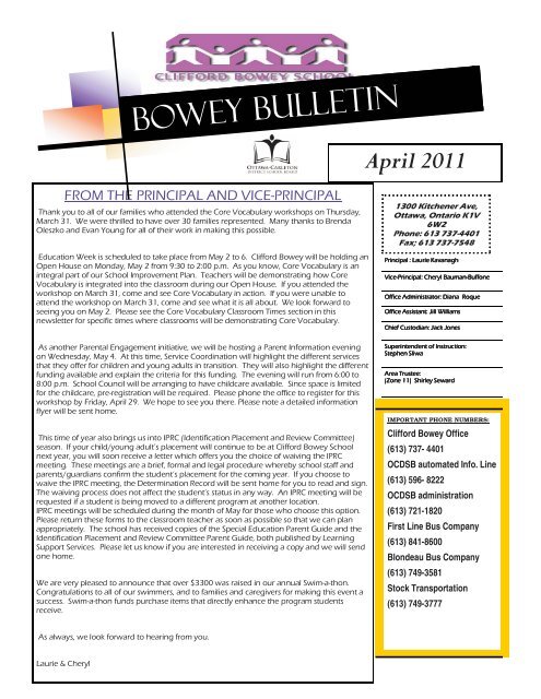 Bowey bulletin - Clifford Bowey Public School - Ottawa-Carleton ...