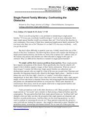 Single Parent Family Ministry: Confronting the Obstacles - Kentucky ...